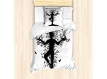 Abakuhaus Set Copripiumino Astratto Surreale Per Letti Singoli, Arte Forest Spirit, Antiacaro, Adatto A Chi Soffre Di Allergie, Con Federa, 135 Cm X 200 Cm - 80 X 80 Cm, Grigio Antracite Bianco