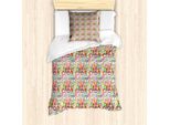 Abakuhaus Set Copripiumino Per Letto Singolo, Silhouette Abc Energetiche, Antiacaro, Adatto A Chi Soffre Di Allergie, Con Federa, 135 Cm X 200 Cm - 80 X 80 Cm, Guscio D'uovo E Multicolore