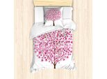 Abakuhaus Set Copripiumino Per Letti Singoli, Semplice Fiore Di Ciliegio, Antiacaro, Adatto A Chi Soffre Di Allergie, Con Federa, 135 Cm X 200 Cm - 80 X 80 Cm, Rosa Marrone Scuro