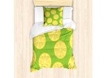 Abakuhaus Set Copripiumino Per Letto Singolo, Motivo A Pois Arancioni, Antiacaro E Anallergico, Con Federa, 135 Cm X 200 Cm - 80 X 80 Cm, Verde Lime E Giallo