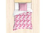 Abakuhaus Set Copripiumino Vintage Valentine Per Letti Singoli, Cuori Dipinti A Mano, Antiacaro, Adatto A Chi Soffre Di Allergie, Con Federa, 135 Cm X 200 Cm - 80 X 80 Cm, Rosa E Rosa