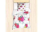 Abakuhaus Set Copripiumino Rosa Con Fiori Per Letti Singoli, Spring Love Art, Antiacaro, Adatto A Chi Soffre Di Allergie, Con Federa, 135 Cm X 200 Cm - 80 X 80 Cm, Multicolore