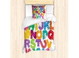 Abakuhaus Set Copripiumino Per Letto Singolo, Gouache Pinsel Letters, Antiacaro, Adatto A Chi Soffre Di Allergie, Con Federa, 135 Cm X 200 Cm - 80 X 80 Cm, Bianco Multicolore