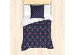 Abakuhaus Set Copripiumino Boho Per Letti Singoli, Motivi Mediterranei, Antiacaro, Adatto A Chi Soffre Di Allergie, Con Federa, 135 Cm X 200 Cm - 80 X 80 Cm, Indaco Multicolore