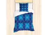 Abakuhaus Set Copripiumino Per Letto Singolo, Fiori Astratti, Antiacaro, Adatto A Chi Soffre Di Allergie, Con Federa, 135 Cm X 200 Cm - 80 X 80 Cm, Blu Cielo Scuro Blu Mare