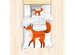 Abakuhaus Set Copripiumino Per Letto Singolo, Coyote Graphic, Antiacaro, Adatto A Chi Soffre Di Allergie, Con Federa, 135 Cm X 200 Cm - 80 X 80 Cm, Champagne Burnt Orange