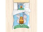 Abakuhaus Set Copripiumino Per Letto Singolo BienenköNigin, Personaggio Con Boccaglio, Antiacaro, Adatto A Chi Soffre Di Allergie, Con Federa, 135 Cm X 200 Cm - 80 X 80 Cm, Pale Sky Blue Multicolor