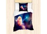 Abakuhaus Set Copripiumino Per Letto Singolo, Scena Cosmica Con Pianeti, Antiacaro, Adatto A Chi Soffre Di Allergie, Con Federa, 135 Cm X 200 Cm - 80 X 80 Cm, Multicolore