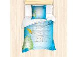 Abakuhaus Set Copripiumino Per Letti Singoli, Isole Del Pacifico Informativo, Antiacaro, Adatto A Chi Soffre Di Allergie, Con Federa, 135 Cm X 200 Cm - 80 X 80 Cm, Sky Blue Multicolor