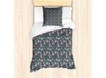 Set Copripiumino Abakuhaus Per Letti Singoli, Maialini Fiori Uccelli Alberi, Antiacaro Adatto A Chi Soffre Di Allergie Con Federa, 135 Cm X 200 Cm - 80 X 80 Cm, Multicolore