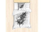 Abakuhaus Set Copripiumino Per Letti Singoli, Stile Doodle Plumage Boho, Antiacaro, Adatto A Chi Soffre Di Allergie, Con Federa, 135 Cm X 200 Cm - 80 X 80 Cm, Grigio Antracite Bianco