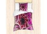 Abakuhaus Set Copripiumino Astral Per Letti Singoli, Quirky Futuristic Organism, Antiacaro, Adatto A Chi Soffre Di Allergie, Con Federa, 135 Cm X 200 Cm - 80 X 80 Cm, Magenta Scuro Multicolore