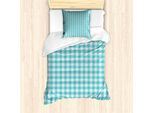 Abakuhaus Set Copripiumino Turchese Per Letti Singoli, Morbidi Toni A Quadri, Antiacaro, Adatto A Chi Soffre Di Allergie, Con Federa, 135 Cm X 200 Cm - 80 X 80 Cm, Azzurro Turchese