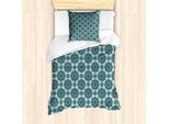 Abakuhaus Set Copripiumino Etnico Per Letti Singoli, Jumble Medaillon, Antiacaro, Adatto A Chi Soffre Di Allergie, Con Federa, 135 Cm X 200 Cm - 80 X 80 Cm, Blu Ardesia, Azzurro
