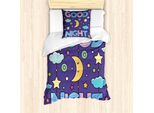Abakuhaus Set Copripiumino Per Letti Singoli, Childish Schlafzeit, Antiacaro, Adatto A Chi Soffre Di Allergie, Con Federa, 135 Cm X 200 Cm - 80 X 80 Cm, Dark Indigo Multicolor