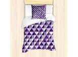 Abakuhaus Set Copripiumino Astratto Per Letti Singoli, Triangoli Monocromatici, Antiacaro, Adatto A Chi Soffre Di Allergie, Con Federa, 135 Cm X 200 Cm - 80 X 80 Cm, Quarzo Viola Grigio