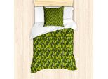 Abakuhaus Set Copripiumino Per Letti Singoli, Fiori E Foglie Hawaiani, Antiacaro, Adatto A Chi Soffre Di Allergie, Con Federa, 135 Cm X 200 Cm - 80 X 80 Cm, Verde Bosco Verde Mela