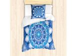 Abakuhaus Set Copripiumino Blu Mandala Per Letti Singoli, Stile Folcloristico Orientale, Antiacaro, Adatto A Chi Soffre Di Allergie, Con Federa, 135 Cm X 200 Cm - 80 X 80 Cm, Blu Cielo Profondo Multicolore