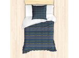 Abakuhaus Set Copripiumino A Strisce Weinlese Per Letti Singoli, Zigzags Drops Spots, Antiacaro, Adatto A Chi Soffre Di Allergie, Con Federa, 135 Cm X 200 Cm - 80 X 80 Cm, Night Blue Senf