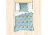 Abakuhaus Set Copripiumino Per Letto Singolo, Animali Con Lettere, Antiacaro, Adatto A Chi Soffre Di Allergie, Con Federa, 135 Cm X 200 Cm - 80 X 80 Cm, Pale Sky Blue Multicolor