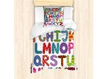 Abakuhaus Set Copripiumino Per Letto Singolo, Lettere Educative Divertenti, Antiacaro, Adatto A Chi Soffre Di Allergie, Con Federa, 135 Cm X 200 Cm - 80 X 80 Cm, Multicolore