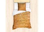 Abakuhaus Egitto Set Copripiumino Per Letti Singoli, Composizione Hieroglyphs, Antiacaro, Adatto A Chi Soffre Di Allergie, Con Federa, 135 Cm X 200 Cm - 80 X 80 Cm, Arancione Pallido Ambra
