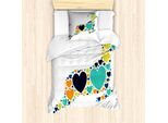 Abakuhaus Set Copripiumino Per Letto Singolo, Silhouette Di Cuore Animale, Antiacaro, Adatto A Chi Soffre Di Allergie, Con Federa, 135 Cm X 200 Cm - 80 X 80 Cm, Multicolore