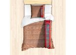 Abakuhaus Set Copripiumino Per Letto Singolo, Telefon Kiosk Bricks, Antiacaro, Adatto A Chi Soffre Di Allergie, Con Federa, 135 Cm X 200 Cm - 80 X 80 Cm, Pale Rust Vermilion