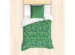 Abakuhaus Set Copripiumino Minimalista Per Letti Singoli, Foglie Di Banano Su Sfondo Moderno, Antiacaro, Adatto A Chi Soffre Di Allergie, Con Federa, 135 Cm X 200 Cm - 80 X 80 Cm, Fern Green Koksgraue