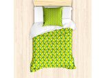 Abakuhaus Set Copripiumino Per Letto Singolo, Agrumi Colori Vivaci, Antiacaro Adatto A Chi Soffre Di Allergie Con Federa, 135 Cm X 200 Cm - 80 X 80 Cm, Verde Lime Giallo