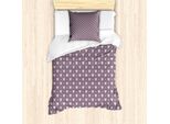 Set Copripiumino Abakuhaus Vintage Valentine, Divertente Motivo Ripetitivo A Cuori E Pois, 135 X 200 Cm + 80 X 80 Cm, Rosa Melanzana Chiaro