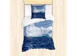 Set Copripiumino Abakuhaus Ice Berg Per Letti Singoli, Paesaggio Oceanico Gelido, Antiacaro, Adatto A Chi Soffre Di Allergie, Con Federa, 135 Cm X 200 Cm - 80 X 80 Cm, Multicolore