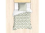 Abakuhaus Set Copripiumino Per Letto Singolo Philodendron, Foglie E Macchie, Antiacaro, Adatto A Chi Soffre Di Allergie, Con Federa, 135 Cm X 200 Cm - 80 X 80 Cm, Verde Oliva Verde Mela