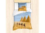 Abakuhaus Set Copripiumino Egiziano Per Letti Singoli, Cammelliere Nel Deserto, Antiacaro, Adatto A Chi Soffre Di Allergie, Con Federa, 135 Cm X 200 Cm - 80 X 80 Cm, Pale Sky Blue Brown