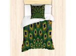 Abakuhaus Set Copripiumino Per Letto Singolo, Piume Astratte Moderne, Antiacaro, Adatto A Chi Soffre Di Allergie, Con Federa, 135 Cm X 200 Cm - 80 X 80 Cm, Verde Bosco Multicolore