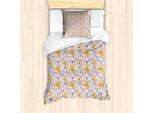 Abakuhaus Set Copripiumino Per Letti Singoli, Pastello Bicolore Lily Flora, Antiacaro, Adatto A Chi Soffre Di Allergie, Con Federa, 135 Cm X 200 Cm - 80 X 80 Cm, Multicolore