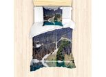 Set Copripiumino Abakuhaus Ice Berg Per Letti Singoli, Lago Nel Glacier National, Antiacaro, Adatto A Chi Soffre Di Allergie, Con Federa, 135 Cm X 200 Cm - 80 X 80 Cm, Marrone Scuro E Multicolore
