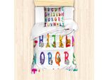 Abakuhaus Set Copripiumino Per Letto Singolo, Con Motivi Educativi Di Animali Cartoon, Antiacaro E Anallergico, Con Federa, 135 Cm X 200 Cm - 80 X 80 Cm, Multicolore
