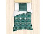 Abakuhaus Set Copripiumino Marocchino Per Letti Singoli, Vintage Geometric Floral, Antiacaro, Adatto A Chi Soffre Di Allergie, Con Federa, 135 Cm X 200 Cm - 80 X 80 Cm, Blu Cielo Verde Reseda