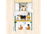 Abakuhaus Set Copripiumino Egiziano Per Letti Singoli, Uomo E Animale, Antiacaro, Adatto A Chi Soffre Di Allergie, Con Federa, 135 Cm X 200 Cm - 80 X 80 Cm, Multicolore
