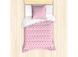 Abakuhaus Set Copripiumino Per Letti Singoli, Fiori Rosa In Esagoni, Antiacaro, Adatto A Chi Soffre Di Allergie, Con Federa, 135 Cm X 200 Cm - 80 X 80 Cm, Rosa Baby-Bianco