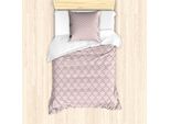 Set Copripiumino In Damasco Rosa Abakuhaus Per Letti Singoli, Fiori Astratti Monocromatici, Antiacaro E Anallergico Con Federa, 135 Cm X 200 Cm - 80 X 80 Cm, Salmone Chiaro E Bianco