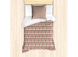 Abakuhaus Set Copripiumino Etnico Per Letti Singoli, Forme Geometriche, Antiacaro, Adatto A Chi Soffre Di Allergie, Con Federa, 135 Cm X 200 Cm - 80 X 80 Cm, Dark Salmon Eggshell