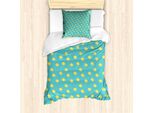 Abakuhaus Set Copripiumino Turchese Per Letti Singoli, Pesci Tropicali, Antiacaro, Adatto A Chi Soffre Di Allergie, Con Federa, 135 Cm X 200 Cm - 80 X 80 Cm, Senape Turchese