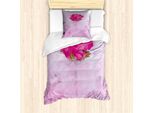 Abakuhaus Set Copripiumino Artistico Astratto Per Letti Singoli, Arte Floreale, Antiacaro, Adatto A Chi Soffre Di Allergie, Con Federa, 135 Cm X 200 Cm - 80 X 80 Cm, Pale Mauve Magenta Fawn