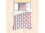 Abakuhaus Set Copripiumino Aborigeno Per Letti Singoli, Motivo Boomerang, Antiacaro, Adatto A Chi Soffre Di Allergie, Con Federa, 135 Cm X 200 Cm - 80 X 80 Cm, Vermiglio Multicolore