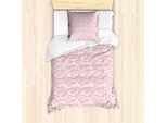 Abakuhaus Set Copripiumino Per Letti Singoli, Fluffy Cumulus Cartoon, Antiacaro, Adatto A Chi Soffre Di Allergie, Con Federa, 135 Cm X 200 Cm - 80 X 80 Cm, Rosa Pallido Grigio Carbone
