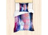 Abakuhaus Set Copripiumino Astral Per Letti Singoli, Vivid-Nebel E Planet Kunst, Antiacaro, Adatto A Chi Soffre Di Allergie, Con Federa, 135 Cm X 200 Cm - 80 X 80 Cm, Multicolore