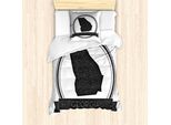 Abakuhaus Georgia Set Copripiumino Per Letti Singoli, Motivo Rotondo Monocromatico, Antiacaro, Adatto A Chi Soffre Di Allergie, Con Federa, 135 Cm X 200 Cm - 80 X 80 Cm, Tortora Scuro E Bianco