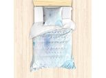 Abakuhaus Set Copripiumino Astratto Per Letti Singoli, Motivi Geometrici Scienza, Antiacaro Adatto A Chi Soffre Di Allergie Con Federa, 135 Cm X 200 Cm - 80 X 80 Cm, Azzurro Cielo Scuro Ceil Blau